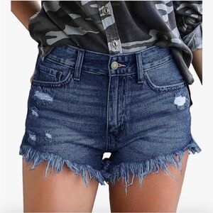Denim Frayed Hem Women's Shorts